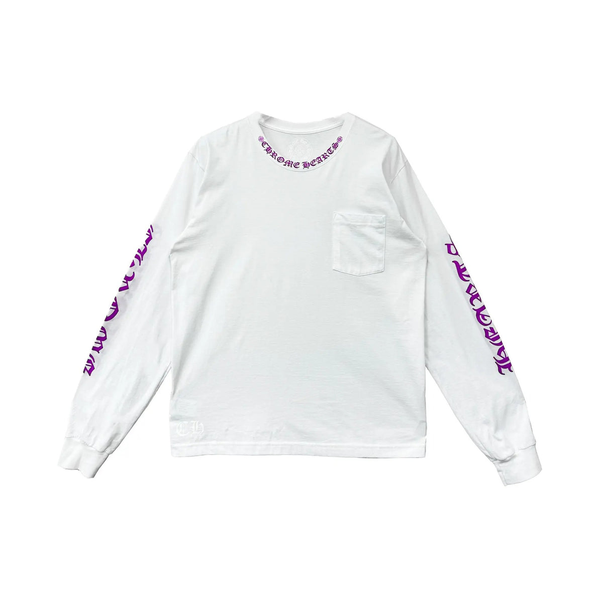 Chrome Hearts Neck Letters Logo Long Sleeve T-Shirt White/Purple