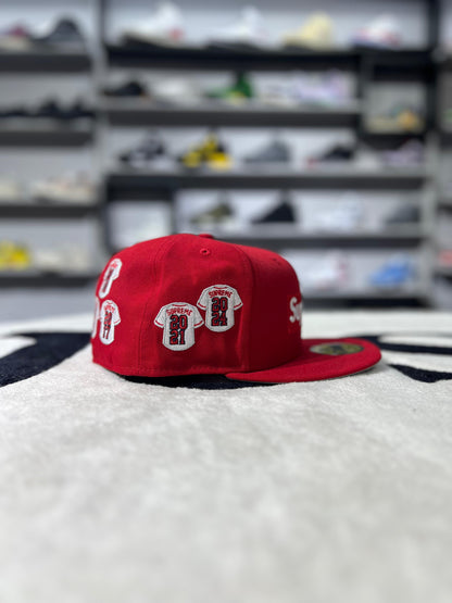 Supreme Jerseys Box Logo New Era Fitted Hat Red