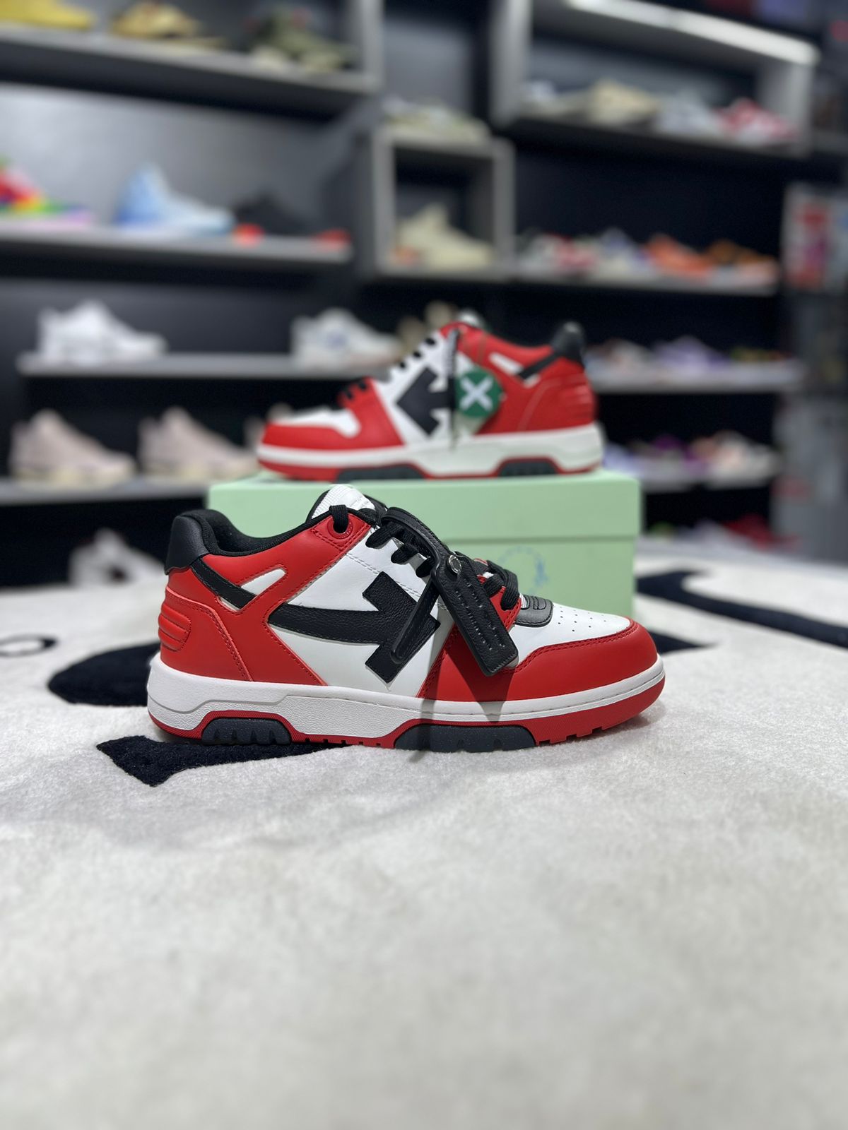 OFF-WHITE Out Of Office OOO Low Tops Red Black