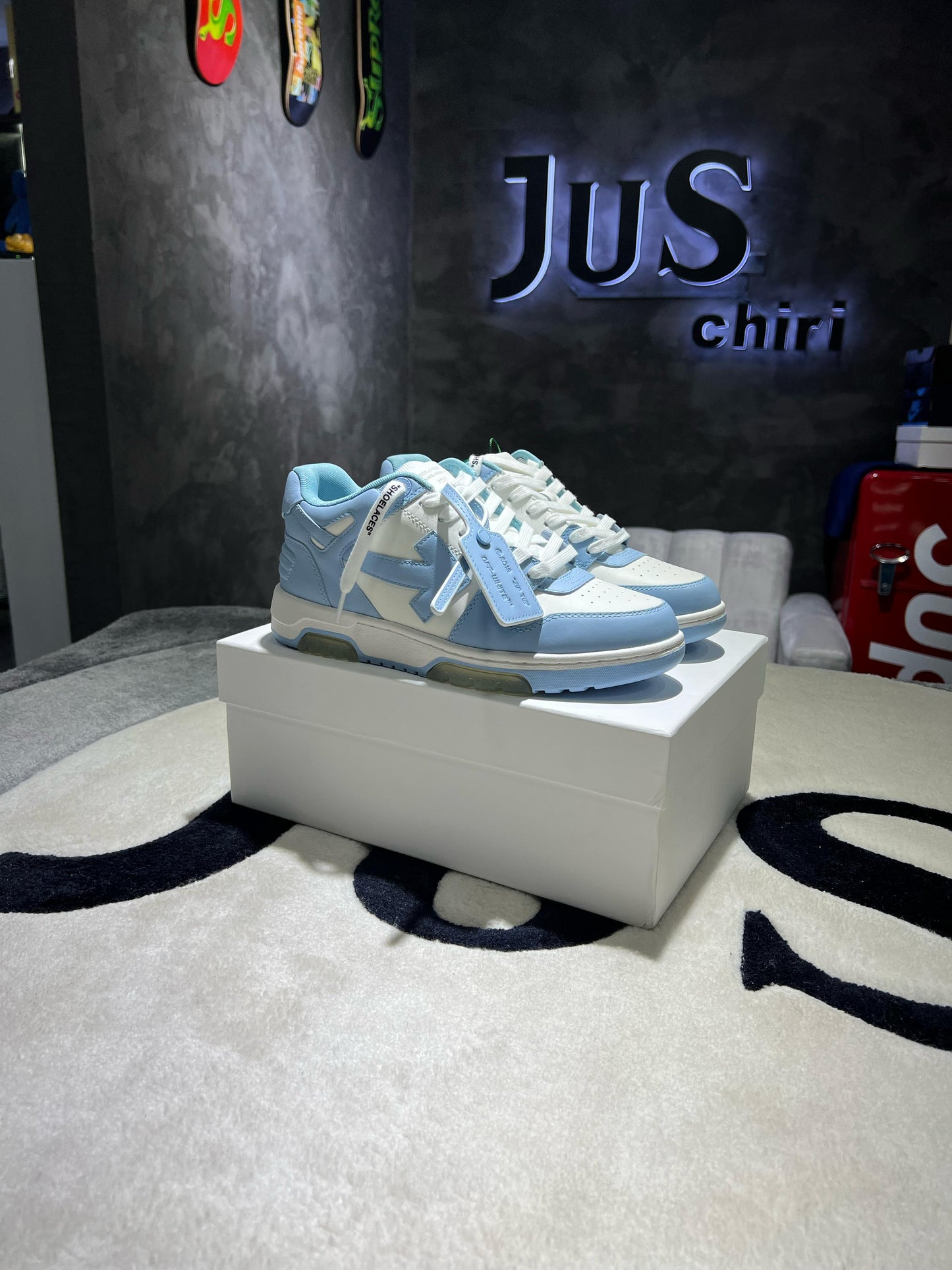 OFF-WHITE Out Of Office OOO Light Blue White