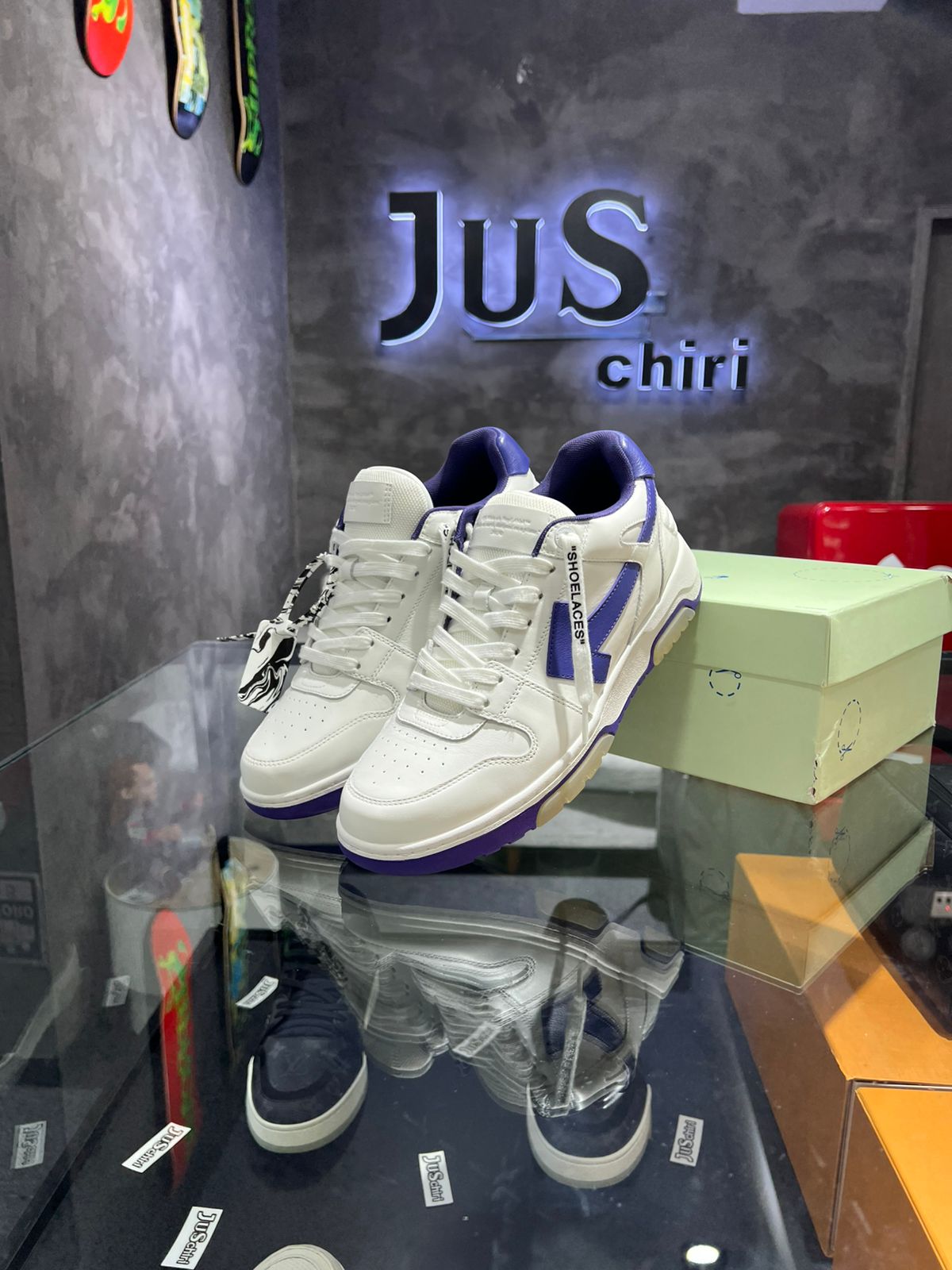 OFF-WHITE Out Of Office "OOO"  Low Tops White Purple White