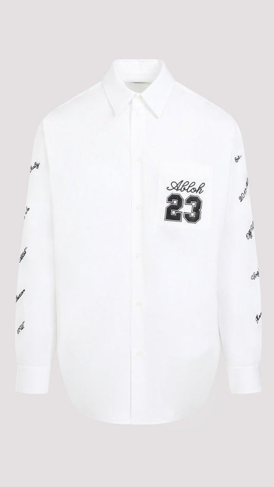 23 LOGO HEAVYCOT OVERSHIRT WHITE BLACK