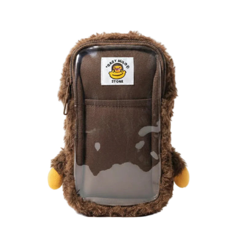 Bape Baby Milo Faux Fur Plush Phone Bag Brown