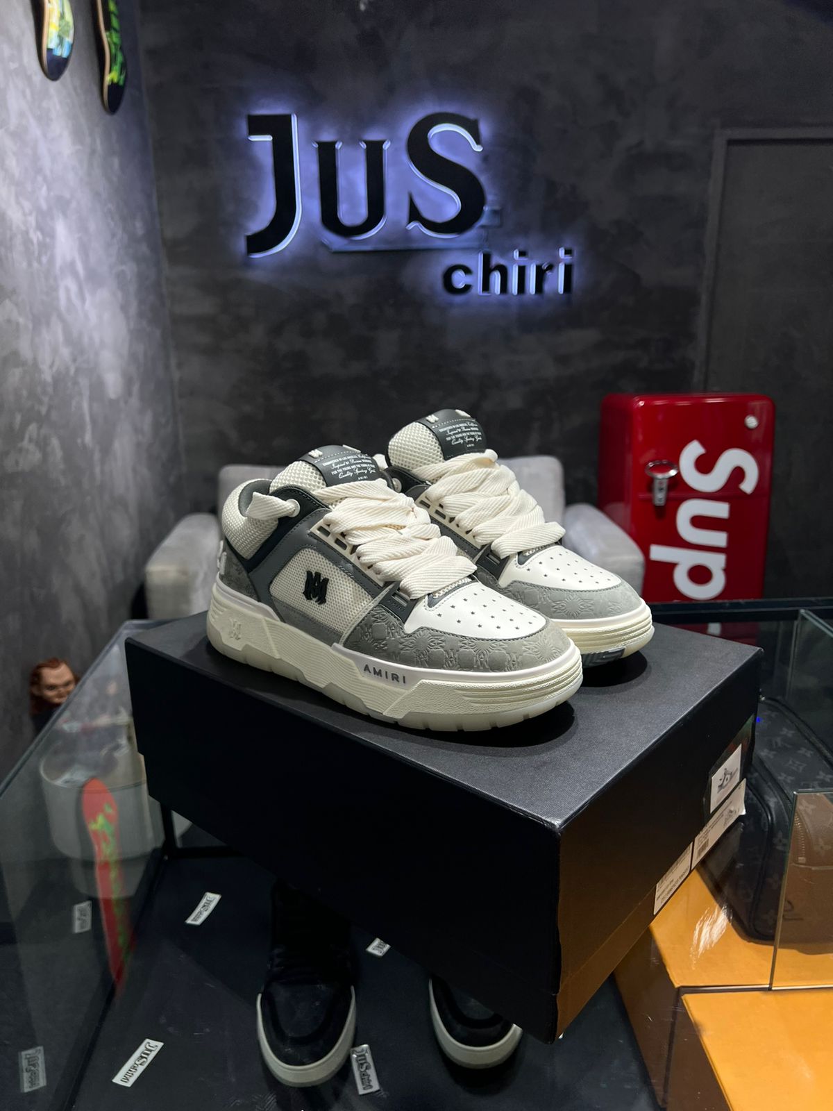 AMIRI MA-1 Grey Quad Monogram Debossed