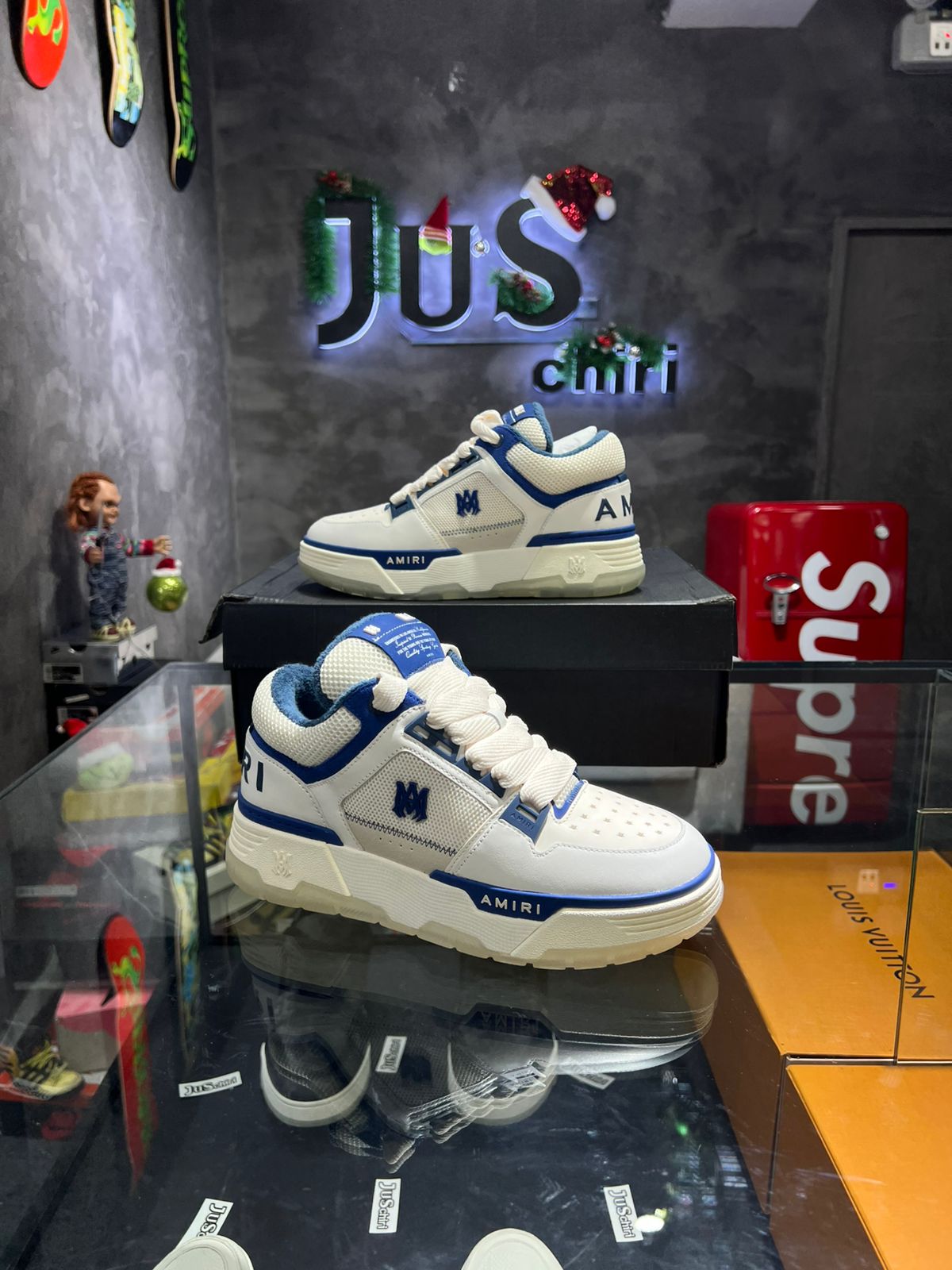 AMIRI White & Navy  MA-1 Sneakers