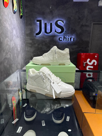 OFF-WHITE Out Of Office OOO Low Tops Croco Print White