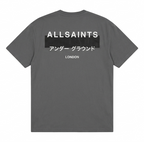 AllSaints Redact Oversized Embroidered Logo T-Shirt Parma Blue