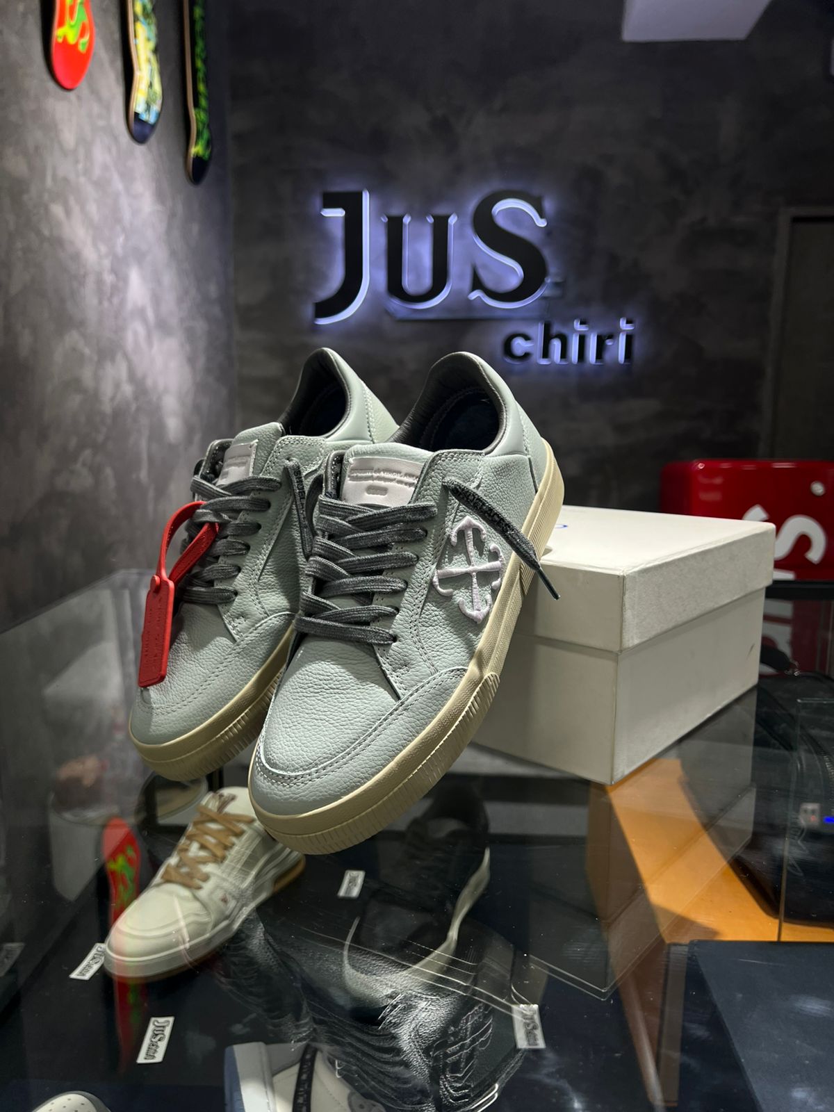 Off- White Vulcanized  Leather Sneaker