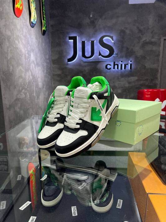 OFF-WHITE Out Of Office "OOO" Low Tops Black Green