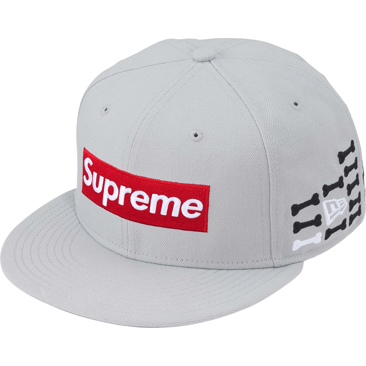 Supreme Bones Box Logo New Era 59Fifty Fitted Hat  Grey