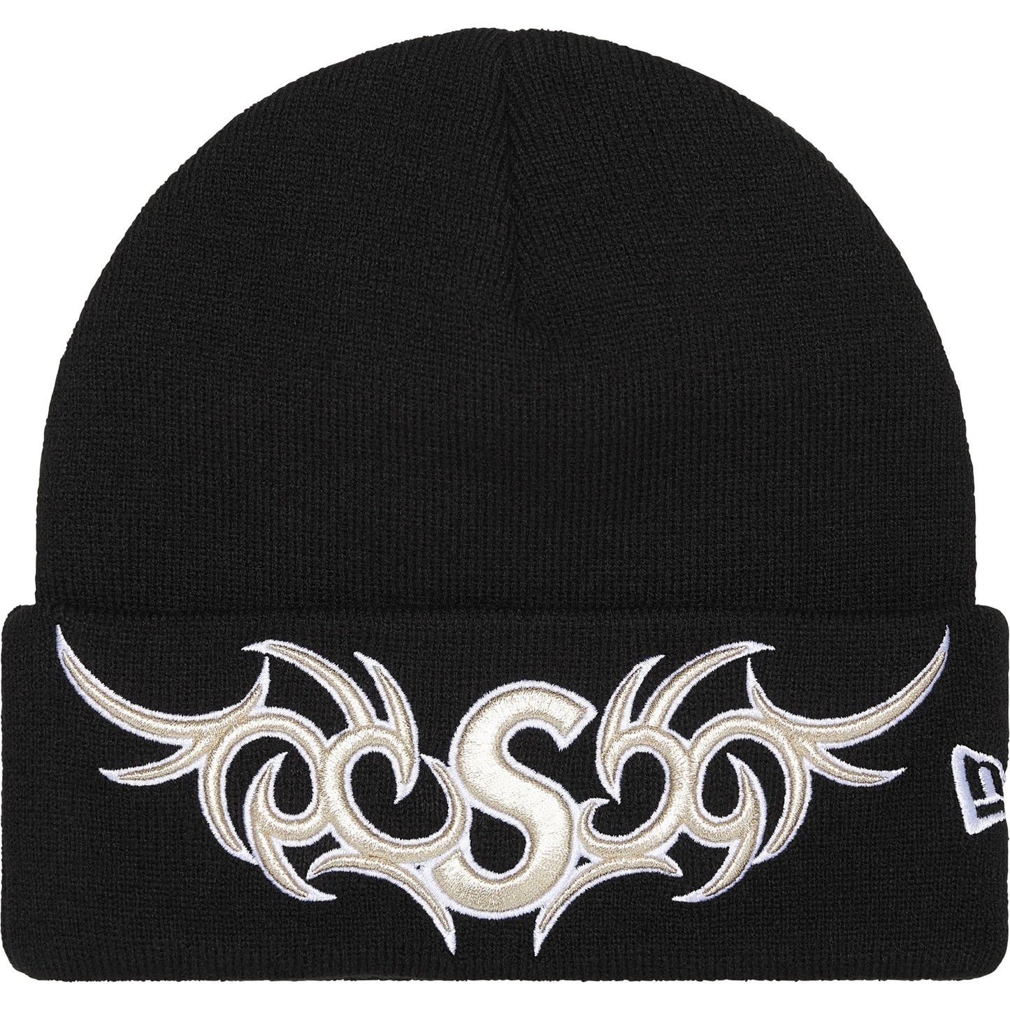 Supreme New Era Tribal S Logo Beanie Black