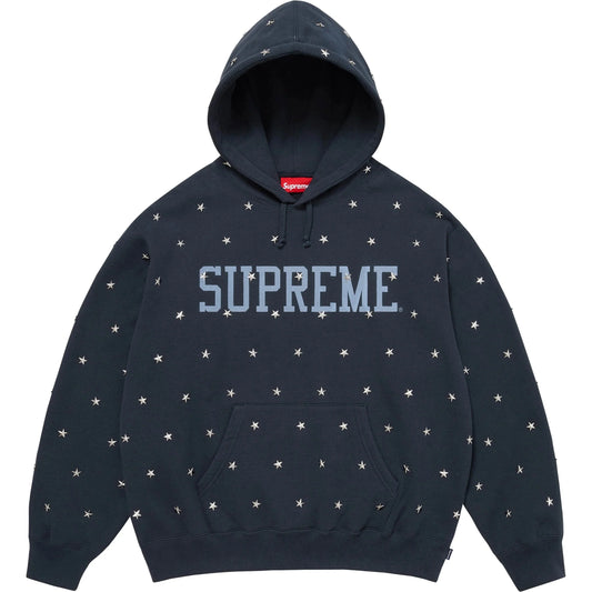 SUPREME Stars Studded Hooded Sweatshirt Navy